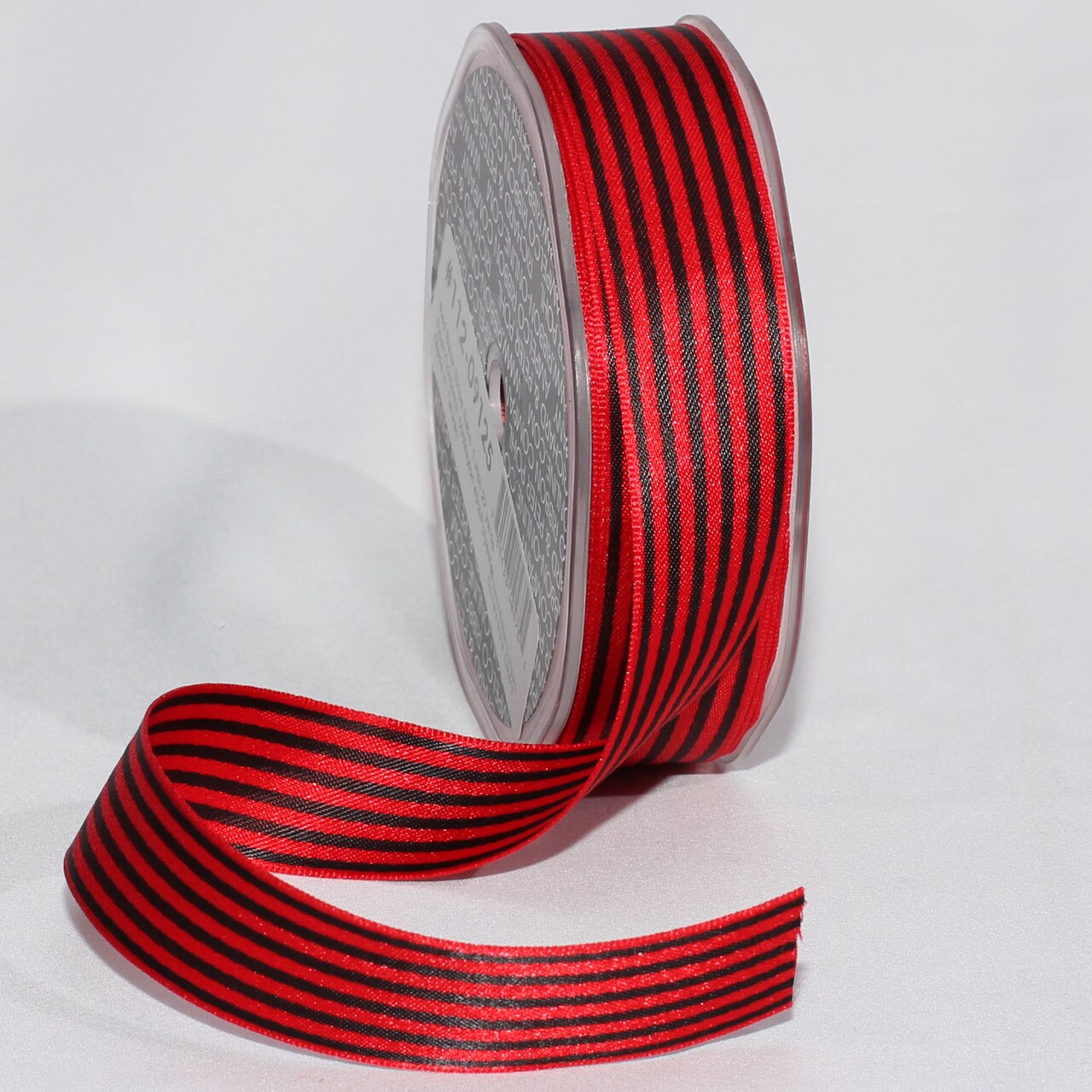 The Ribbon People Red and Black Striped Satin Craft Ribbon 1" x 108 Yards